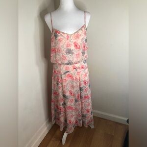 Pink and White Floral Dress Banana Republic Size 8